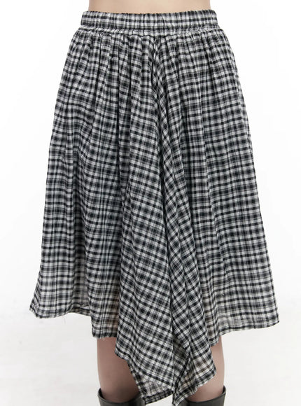 plaid-asymmetrical-midi-skirt-cm524