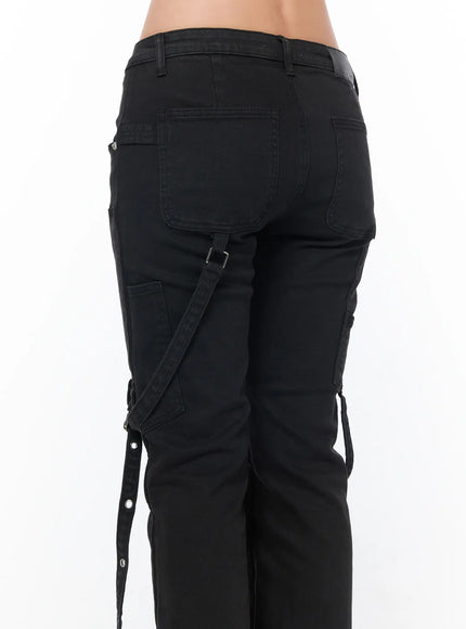 black-bucle-bootcut-cargo-pants-cy513