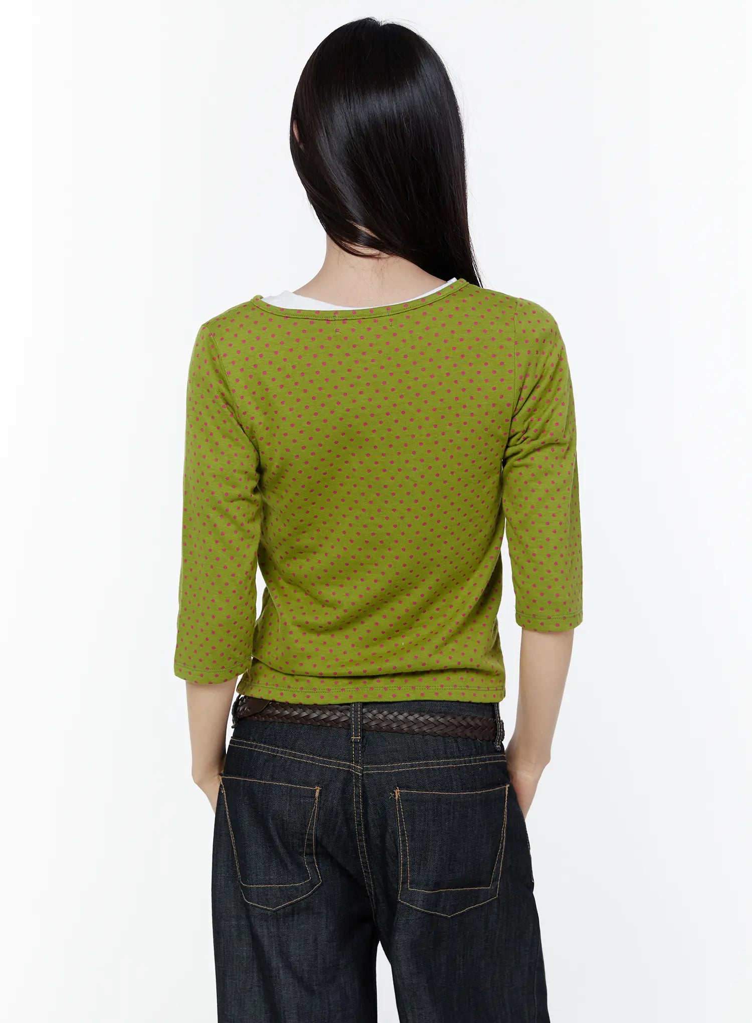 polka-dot-3-4-sleeve-cardigan-cu505