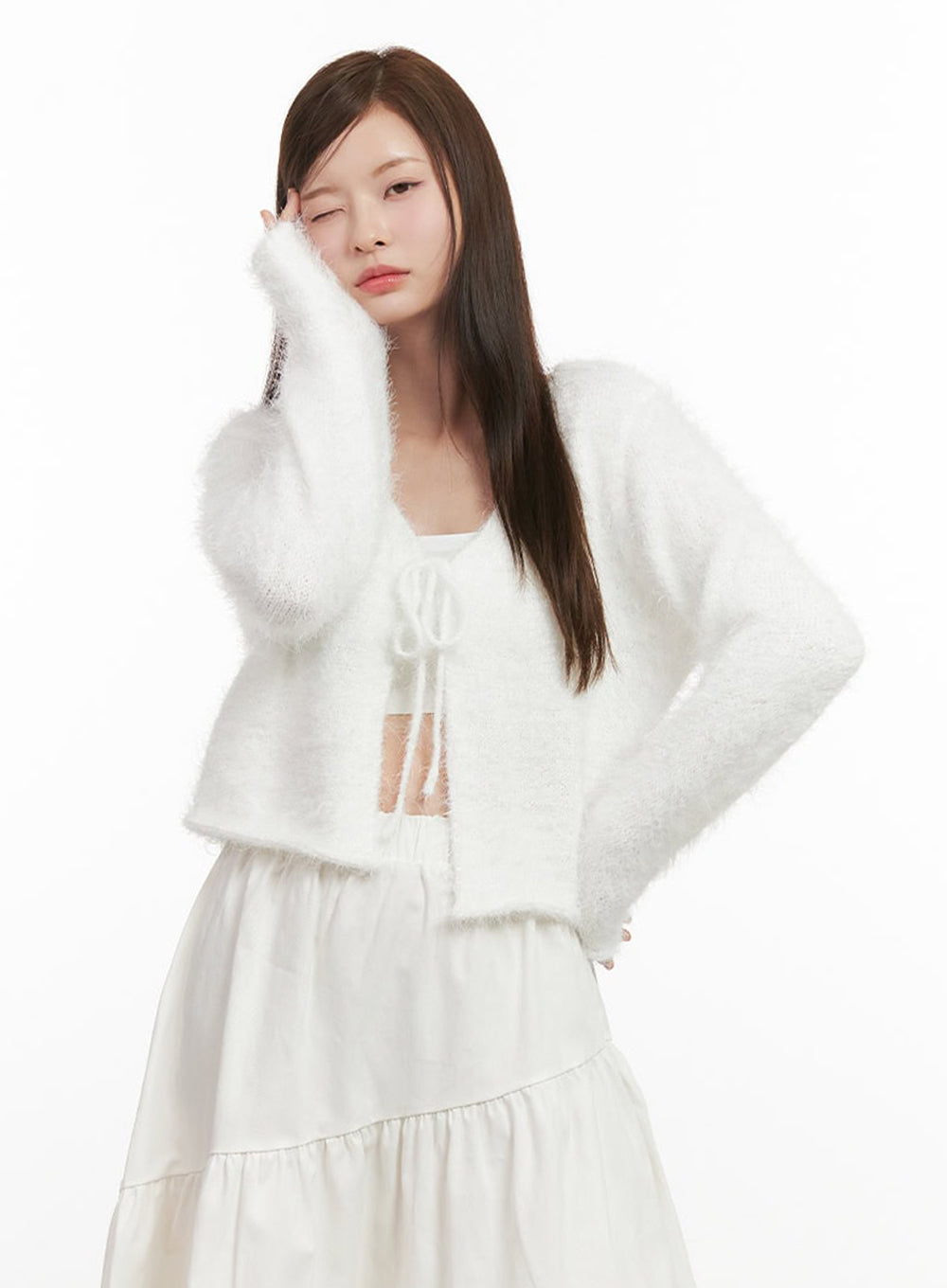 fuzzy-ribbon-tie-cardigan-ij527