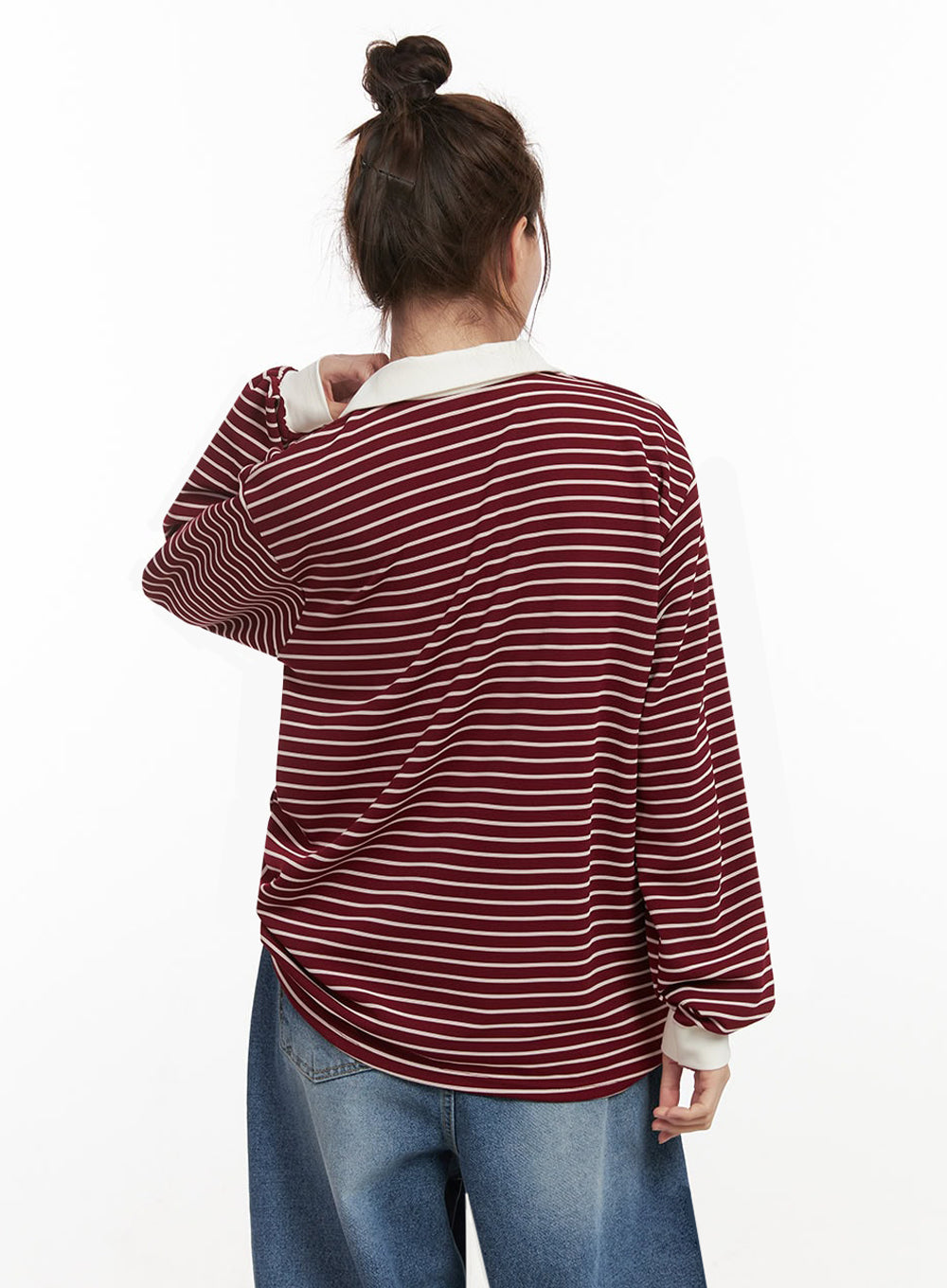 oversized-stripe-collared-long-sleeve-top-ij527