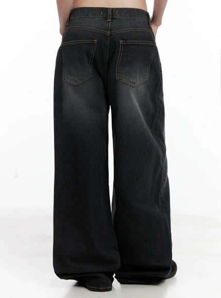 IU Vintage Black Baggy Jeans IL528 - Acubi style | LEWKIN