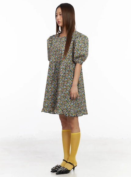 floral-puff-sleeve-babydoll-dress-iy501