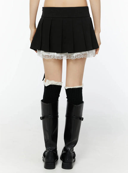 chic-pleated-ribbon-lace-trim-mini-skirt-iu518