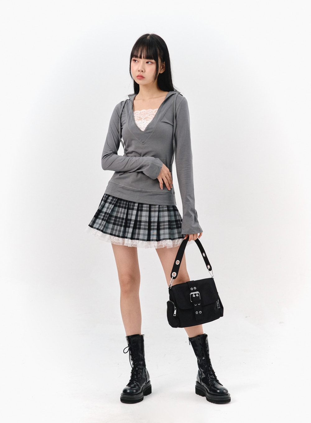 checkered-pleated-mini-skirt-is321
