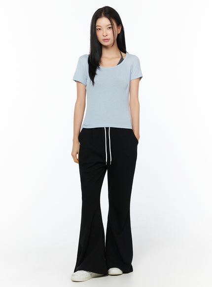layered-halter-neck-short-sleeve-top-iu516