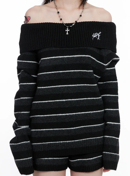 striped-off-shoulder-sweater-and-shorts-set-cs529