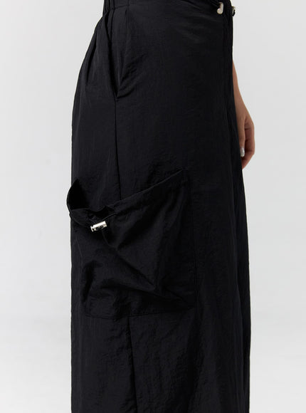 cargo-nylon-maxi-skirt-cg302