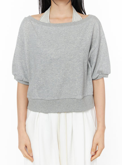 stripe-halter-neck-short-sleeve-set-iu516