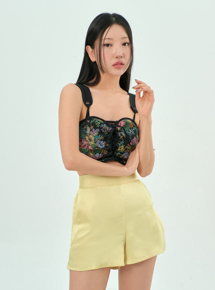 Flower Cropped Corset Top BY303