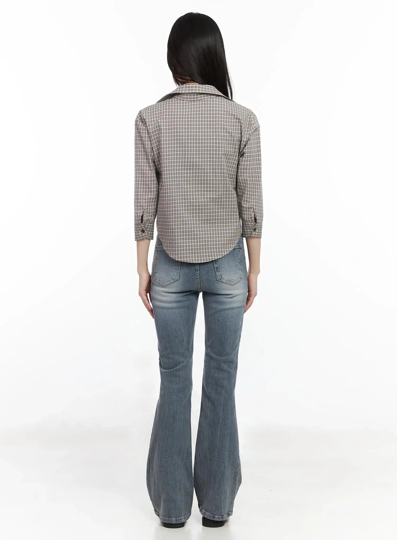 plaid-3-4-sleeve-shirt-im523