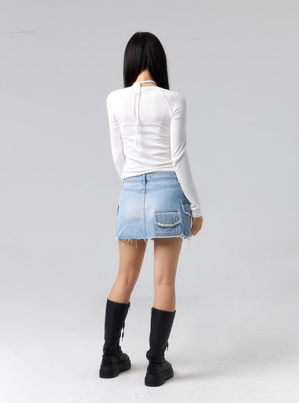 pocket-denim-mini-skirt-cl320