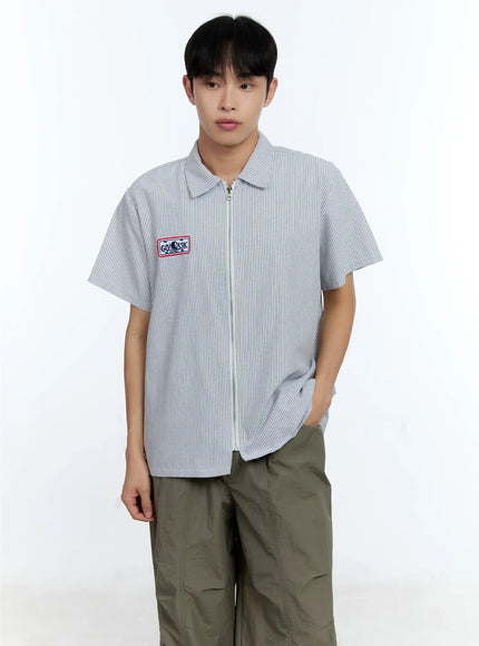 mens-pinstripe-short-sleeve-zip-shirt-ig519