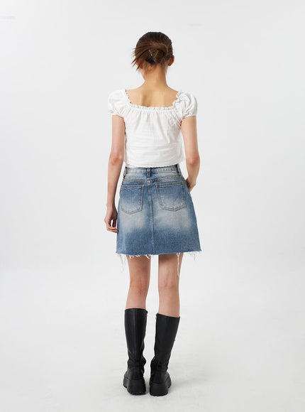 Denim Ripped Mini Skirt CY303