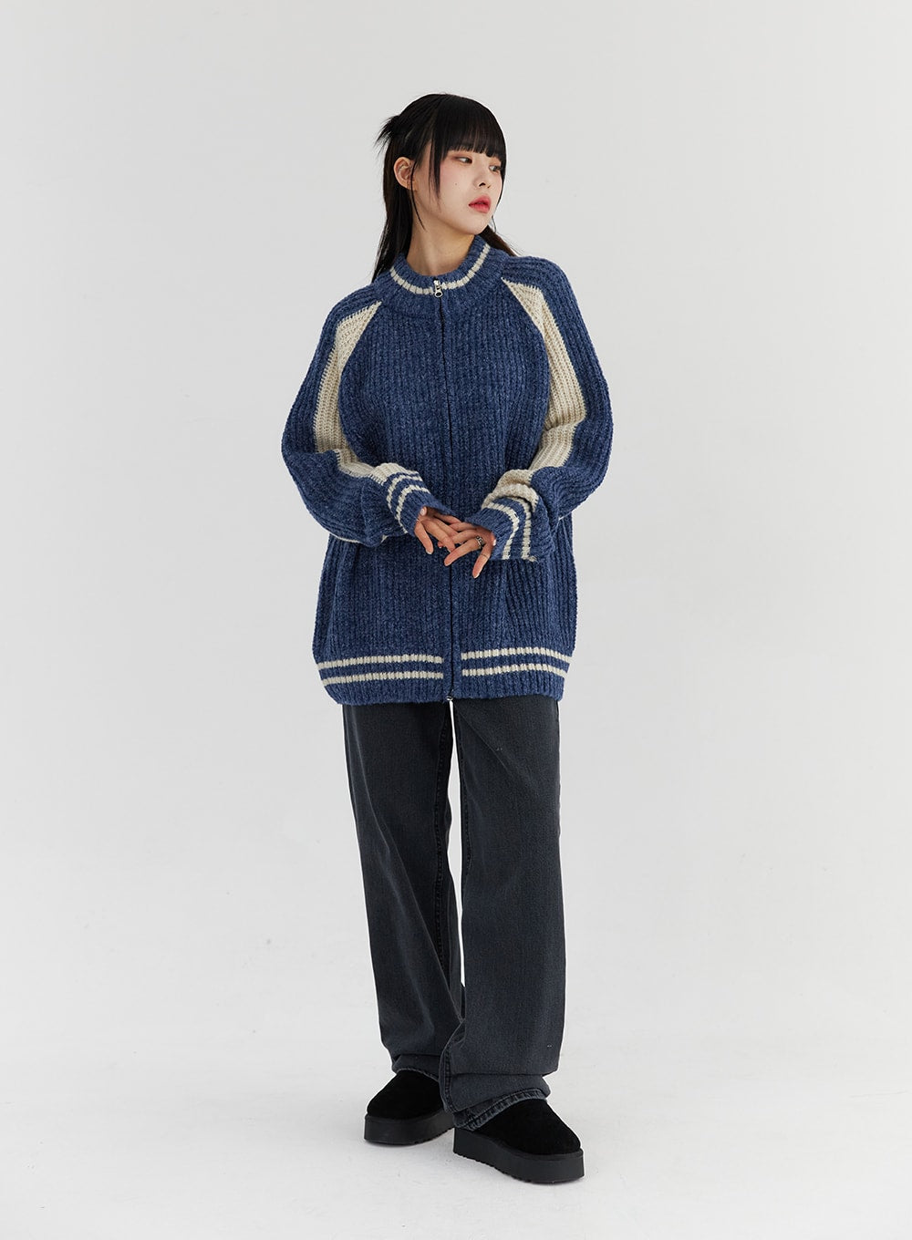 Colorblock Zip-Up Sweater CS308