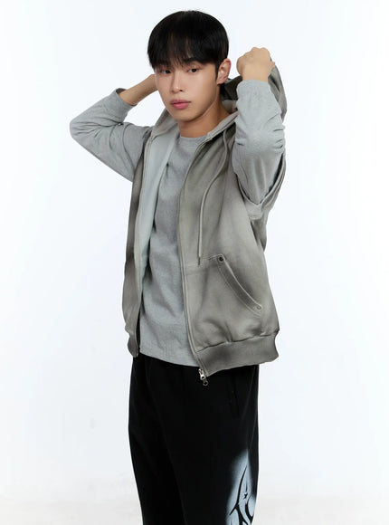 mens-grunge-tie-dye-sleeveless-hoodie-ig515 / Gray