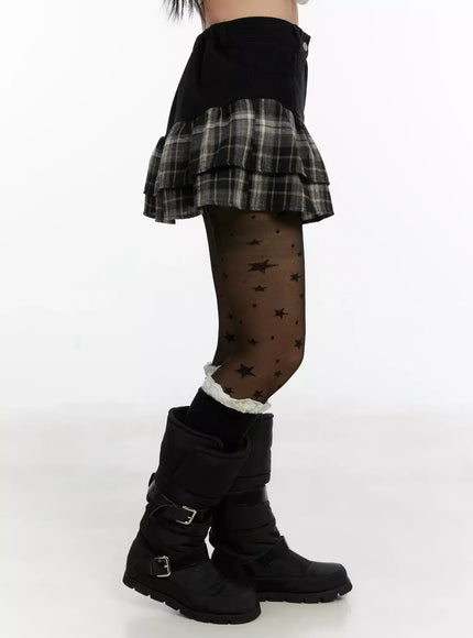 plaid-tiered-mini-skirt-id525