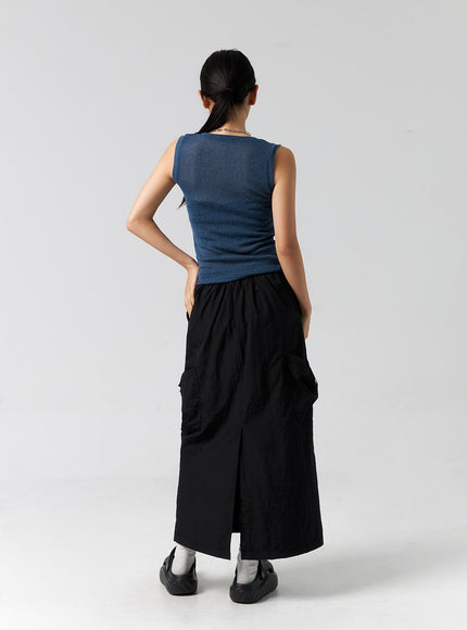 cargo-nylon-maxi-skirt-cg302