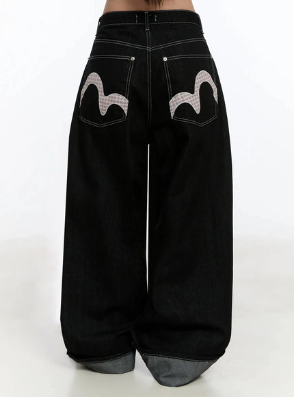 kacey-plaid-stitched-back-pocket-baggy-jeans-im513