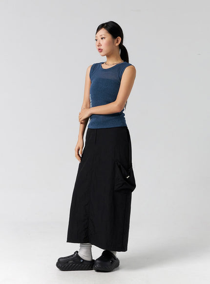 cargo-nylon-maxi-skirt-cg302