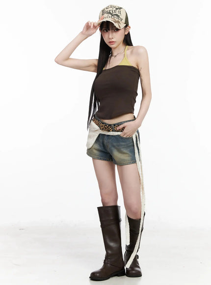 Color Block Halter Sleeveless Top IY511 - Acubi style | LEWKIN