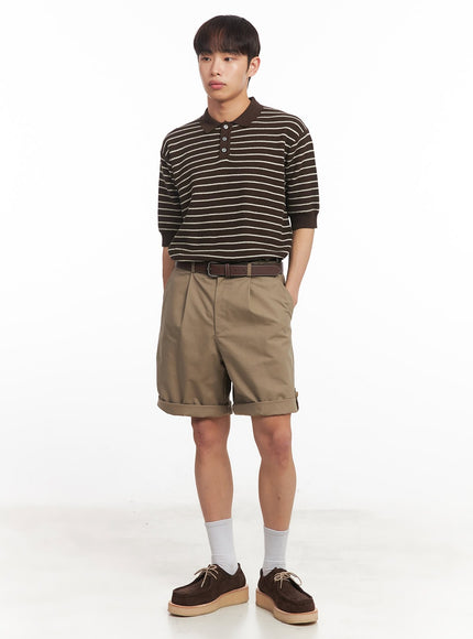 mens-roll-up-cotton-shorts-dark-beige-ia518