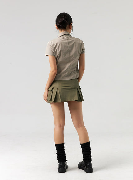 cargo-pleated-mini-skirt-cl326