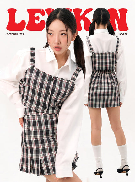 checker-camisole-io317 / Black