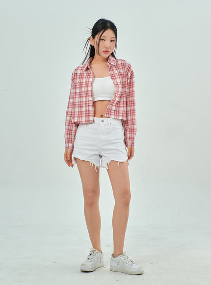 Mid-Rise Ripped Shorts BY303