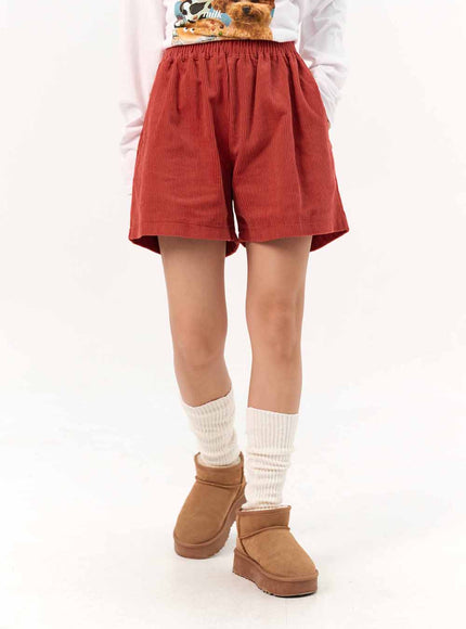 corduroy-shorts-io317 / Red