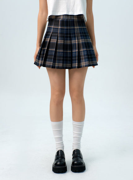 check-pleated-mini-skirt-ig312