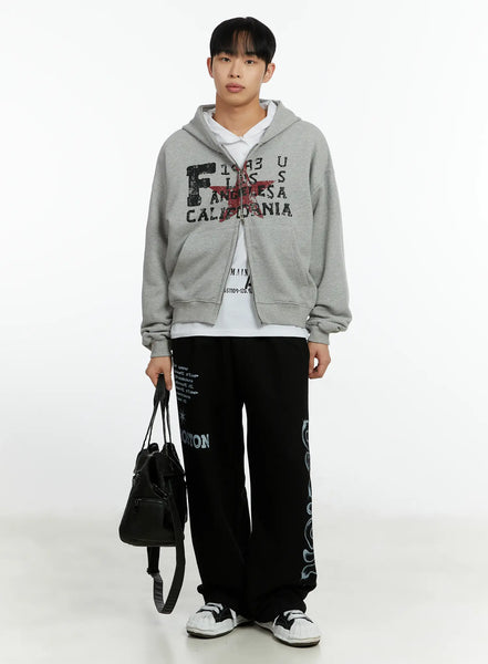 Men's LA Star Graphic Zip-Up Hoodie IF511 - Acubi style | LEWKIN
