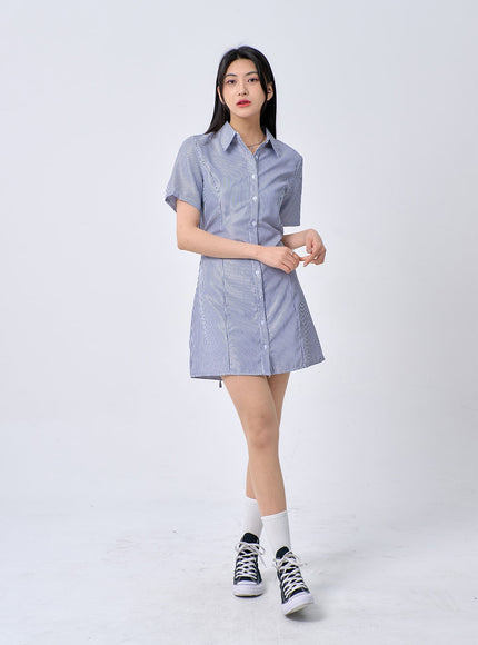 Pinstripe Mini Shirt Dress BA326