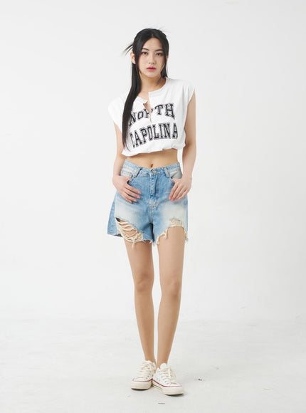 Denim Ripped Shorts BY312