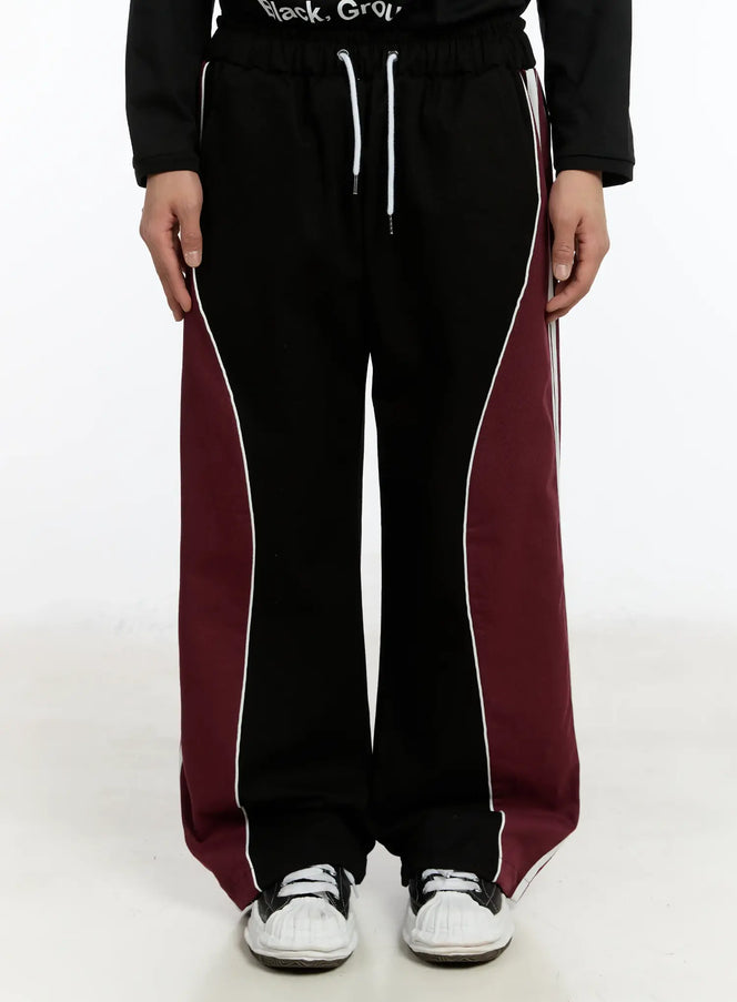 mens-wide-leg-track-pants-im503 / Black