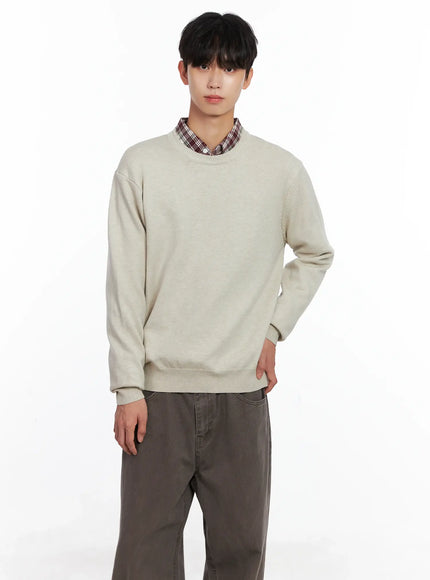 mens-classic-crewneck-sweater-is519 / Beige