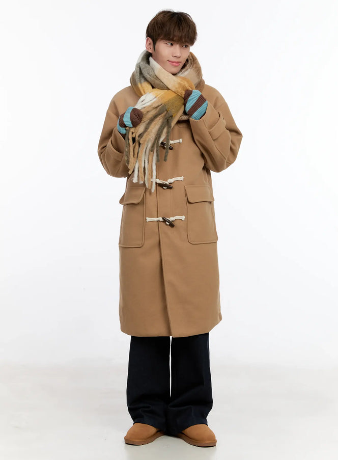 mens-wool-blended-long-toggle-coat-in512 / Beige