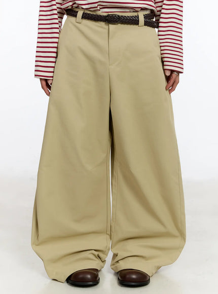 mens-beige-wide-leg-pants-im530 / Beige