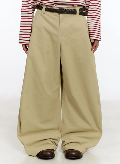mens-beige-wide-leg-pants-im530 / Beige