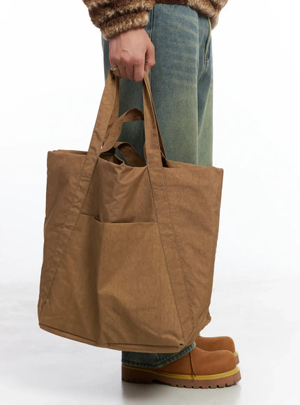 large-nylon-tote-bag-ij512 / Beige