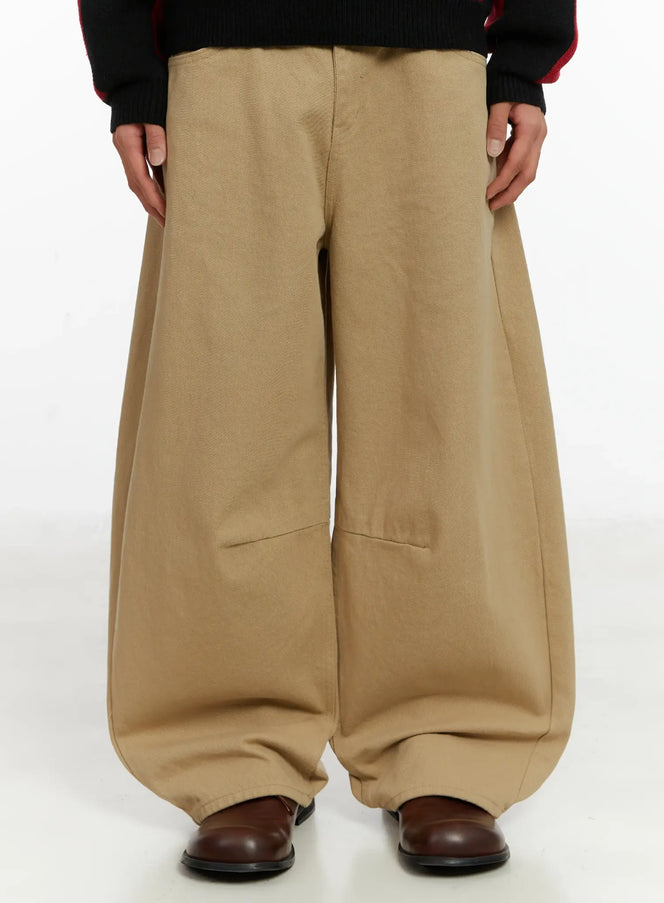 mens-curved-fit-beige-wide-leg-pants-id523 / Beige