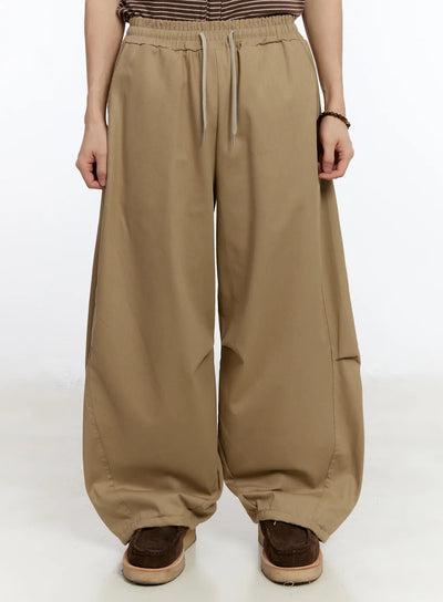 mens-wide-leg-cotton-pants-ia507 / Beige