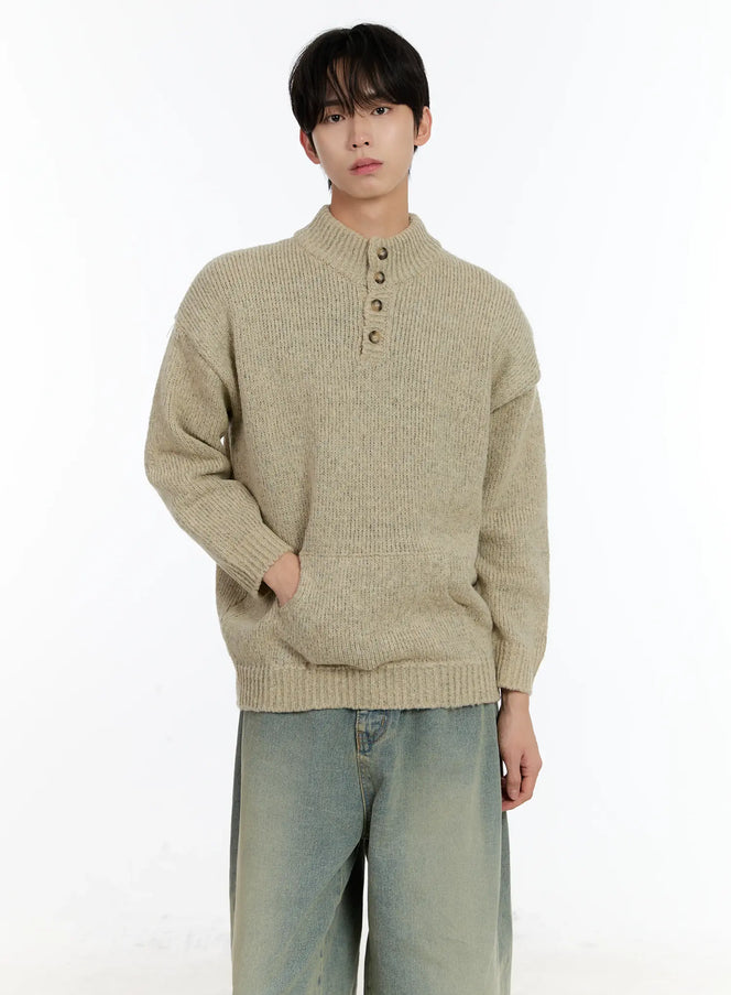 mens-henley-knit-sweater-id502 / Beige