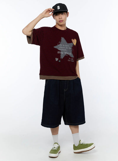 mens-layered-stripe-graphic-tee-ia517 / Black