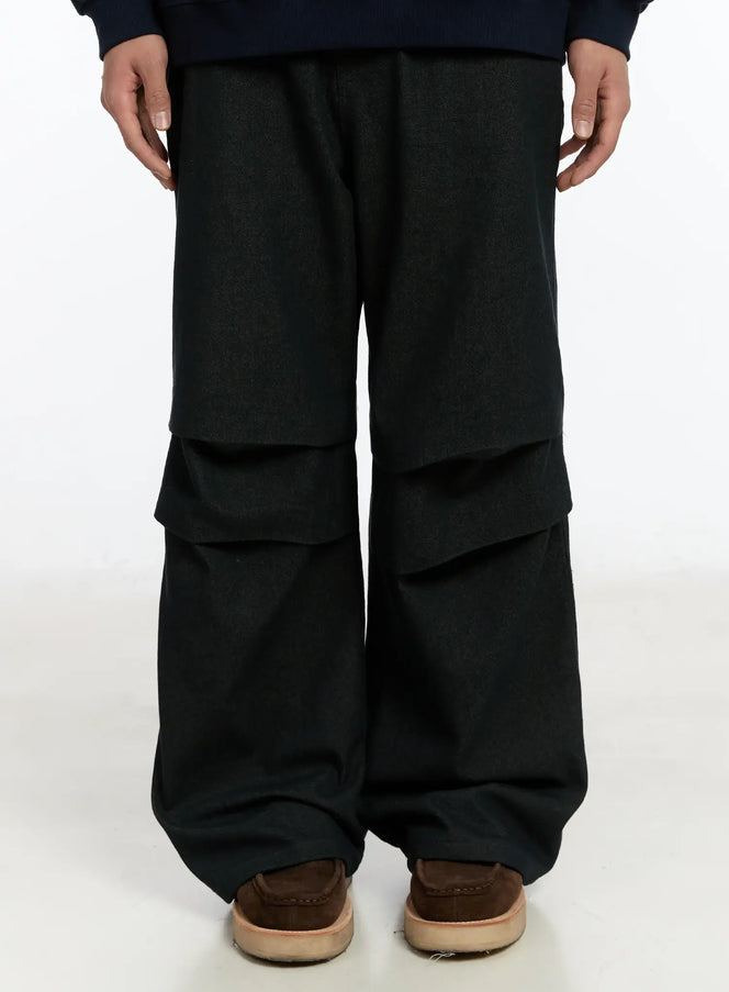 mens-pintuck-parachute-jeans-im503 / Black