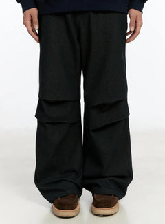 mens-pintuck-parachute-jeans-im503 / Black