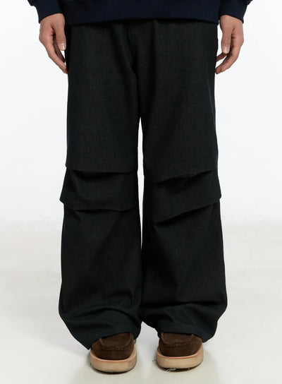 mens-pintuck-parachute-jeans-im503 / Black