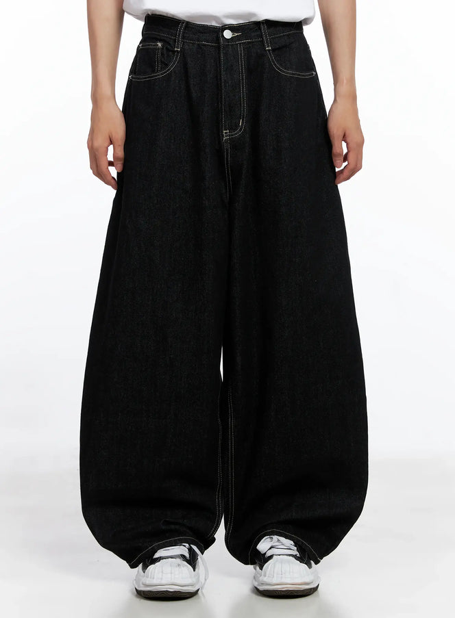 mens-dark-denim-pocket-jeans-is519 / Black