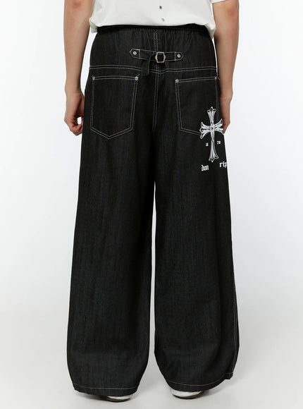 mens-wide-leg-jeans-iu515 / Black