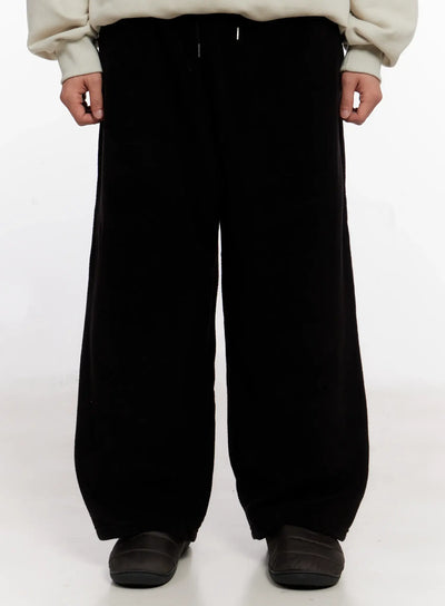 mens-wide-leg-fleece-pants-io528 / Black
